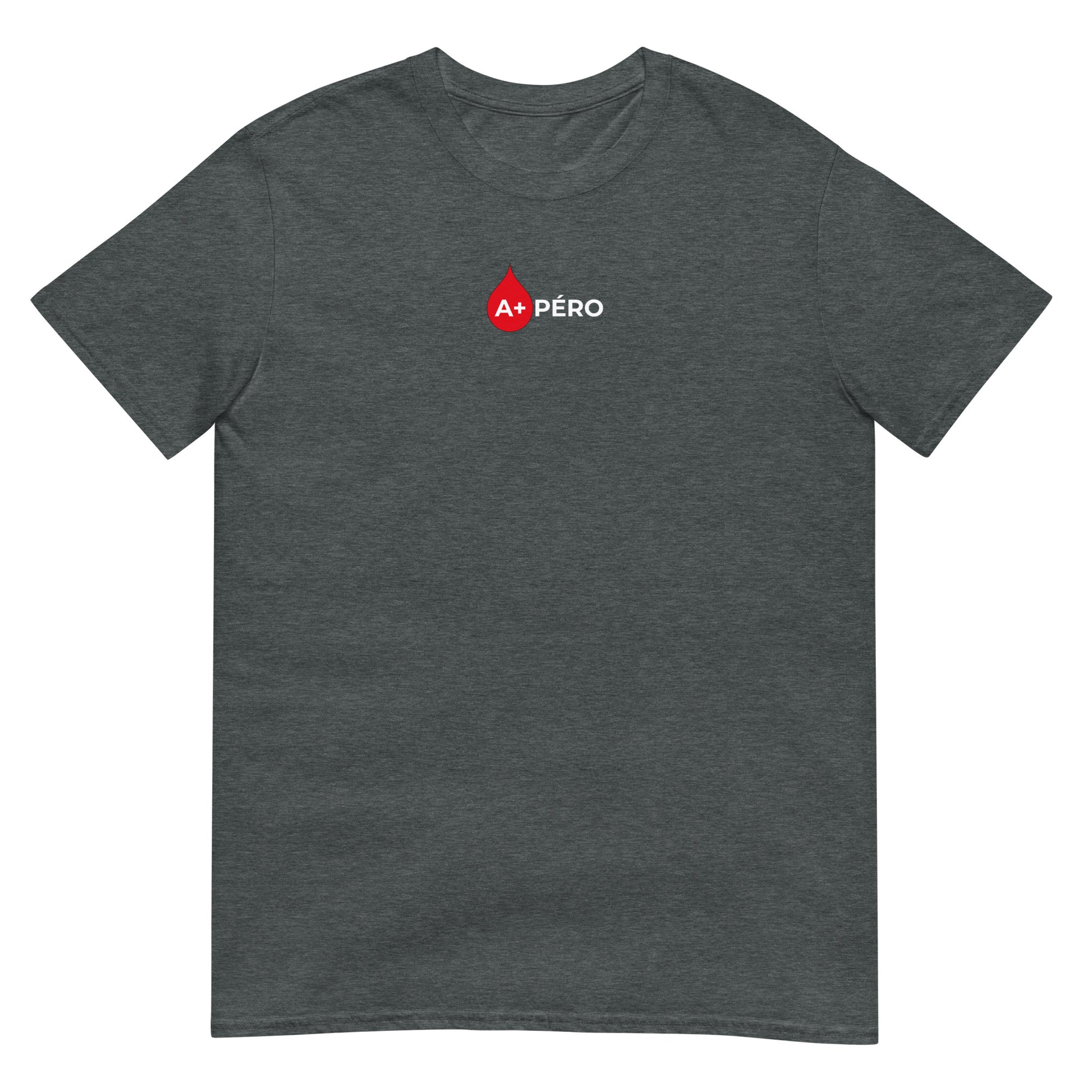 T-shirt unisexe Apéro groupe sanguin A+ Gris Foncé Chiné - Sedurro