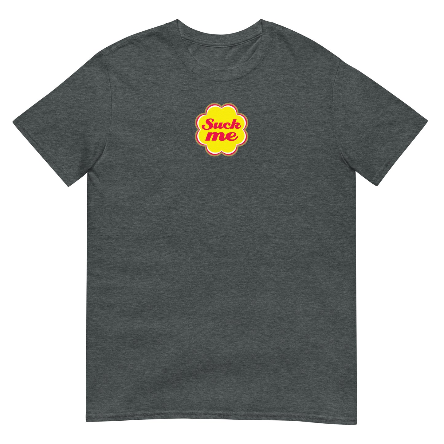 T-shirt unisexe Suck me sucette chupa Gris Foncé Chiné - Sedurro