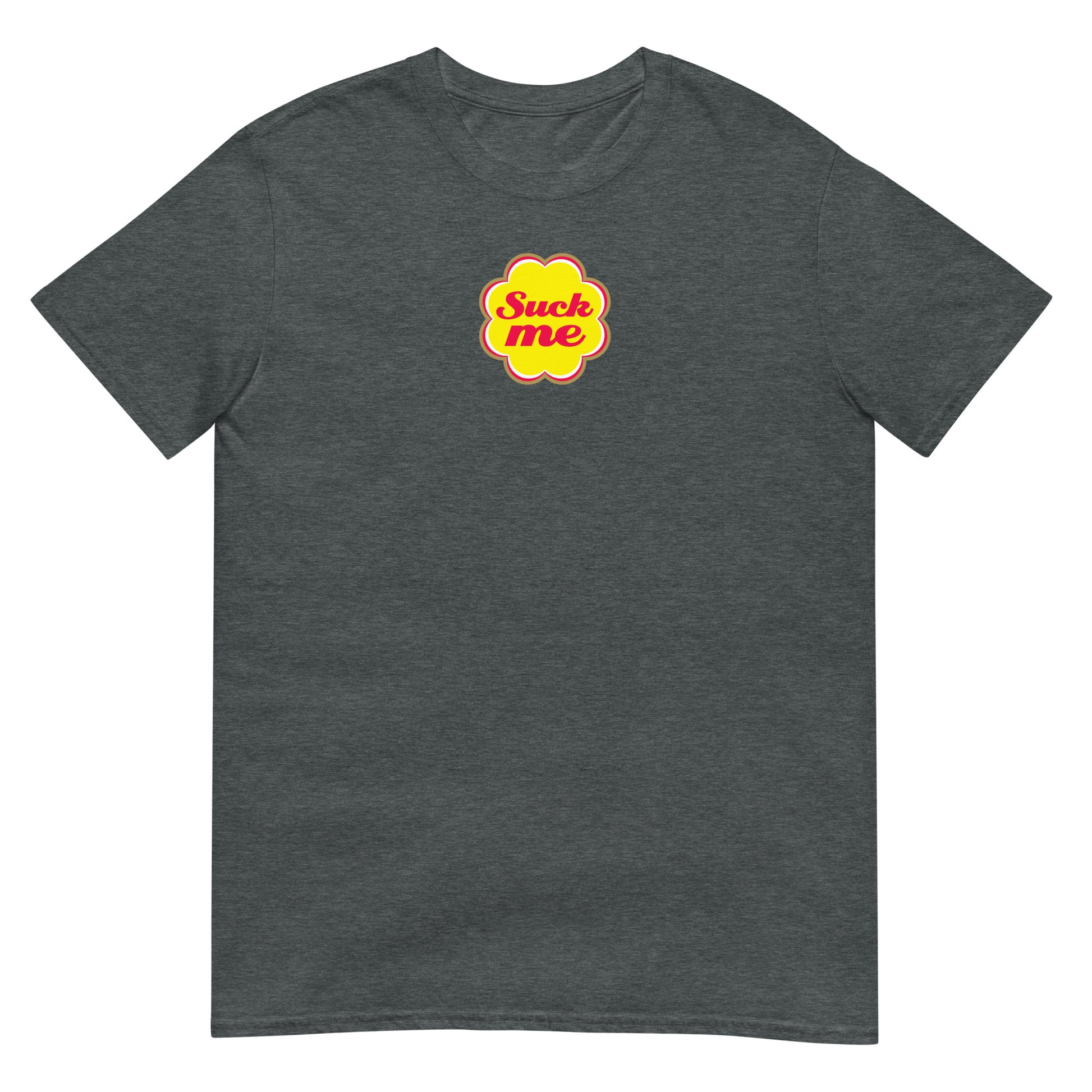 T-shirt unisexe Suck me sucette chupa Gris Foncé Chiné - Sedurro