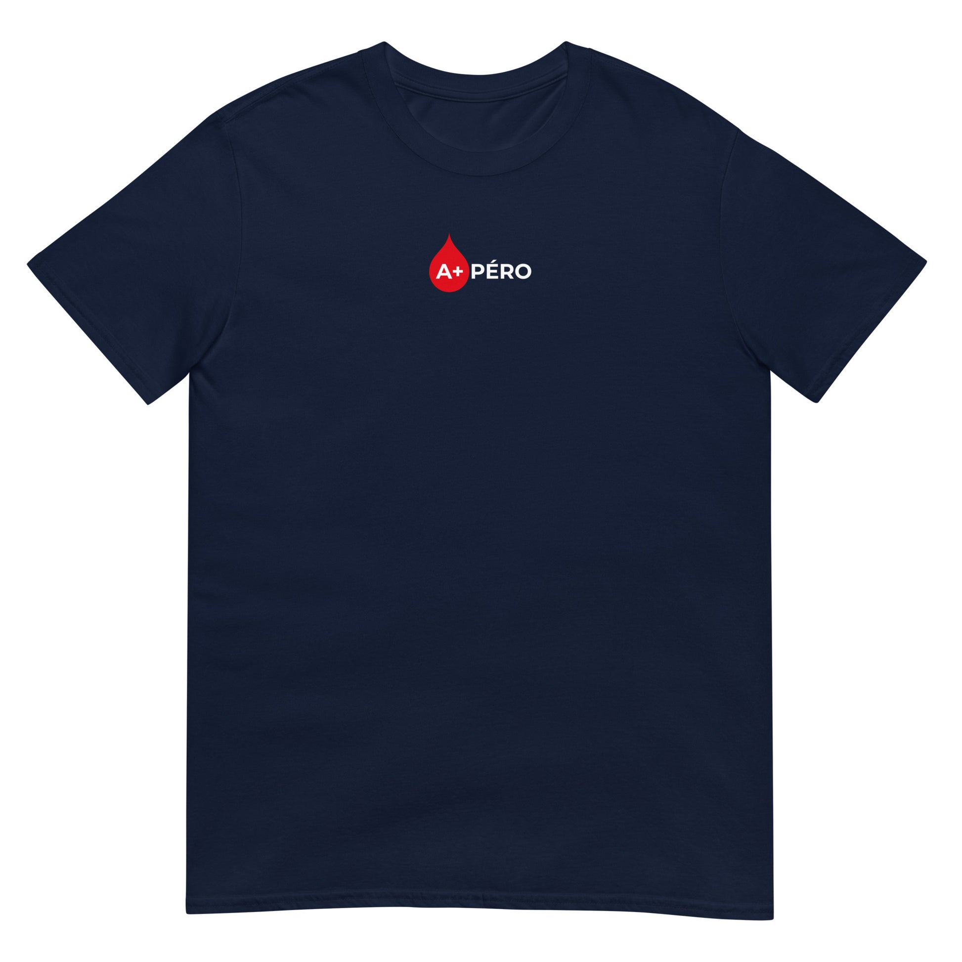 T-shirt unisexe Apéro groupe sanguin A+ Bleu Marine - Sedurro