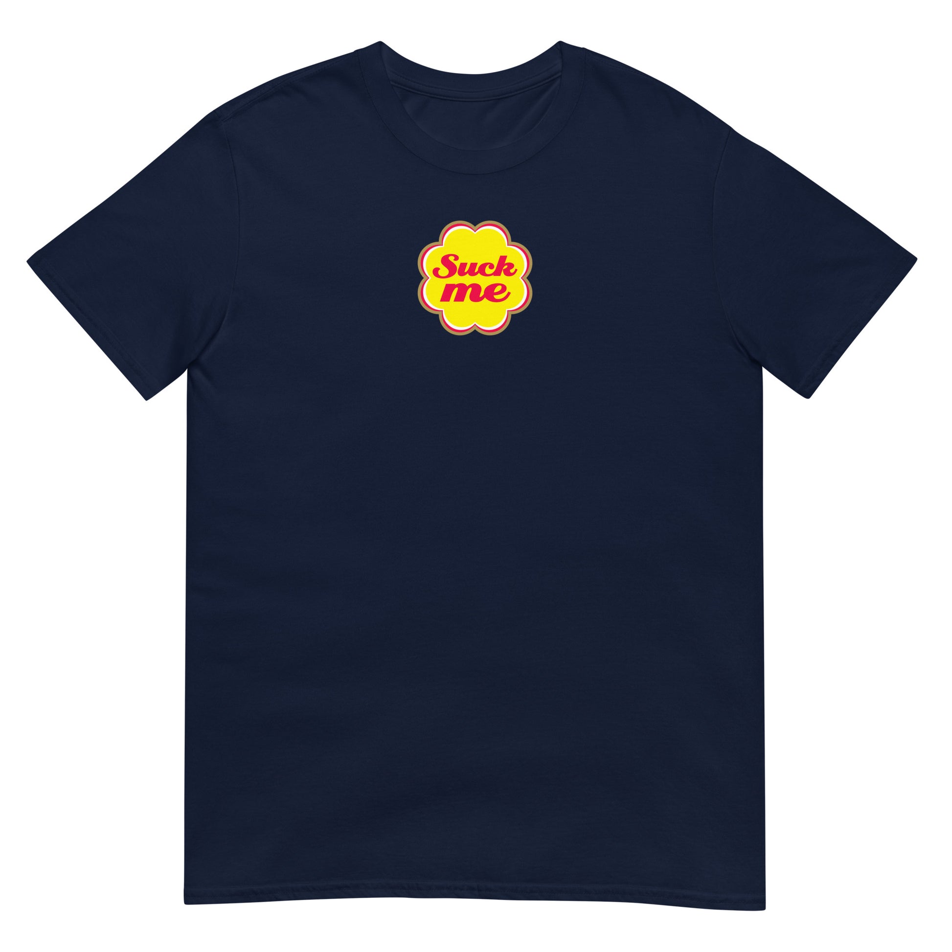 T-shirt unisexe Suck me sucette chupa Bleu Marine - Sedurro