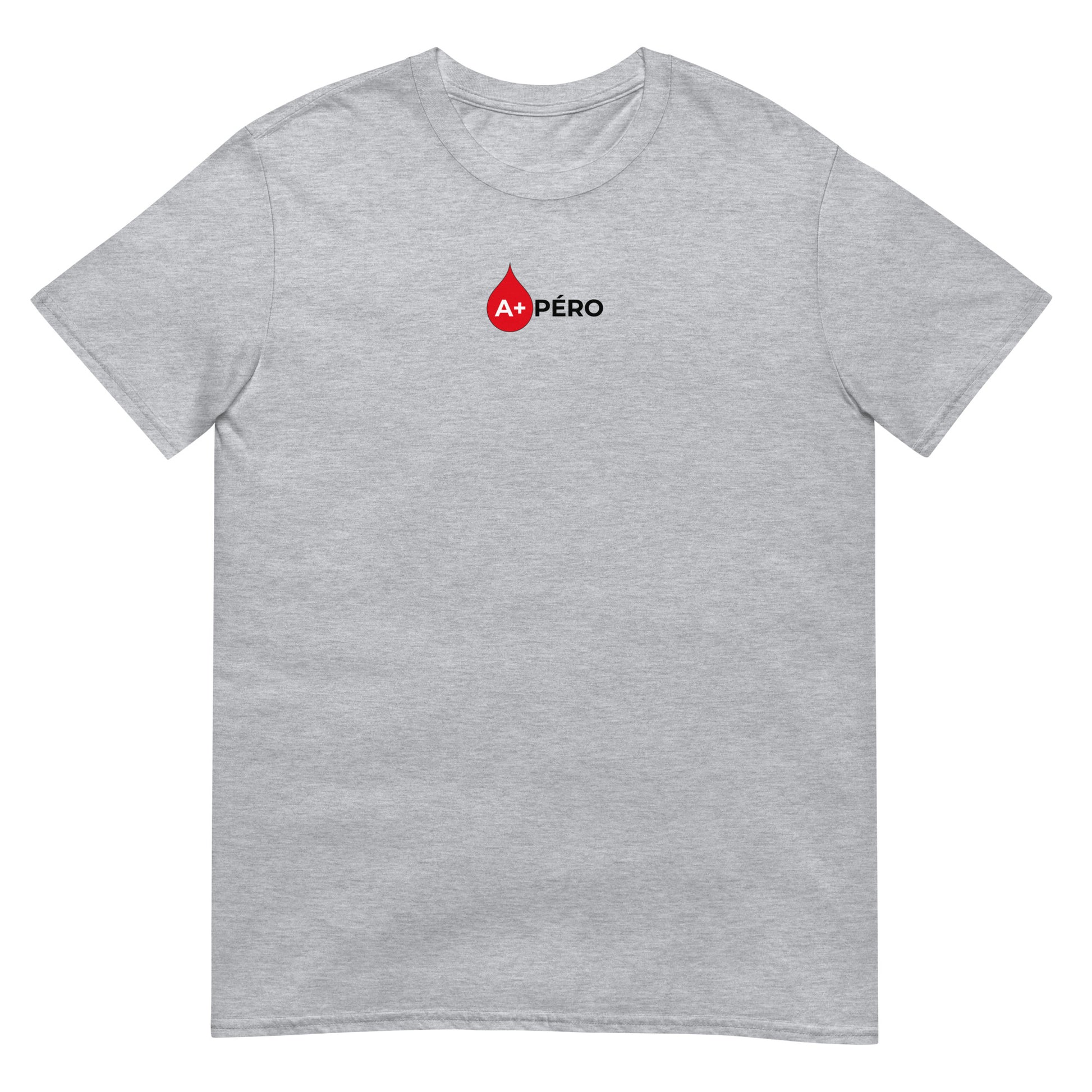 T-shirt unisexe Apéro groupe sanguin A+ Gris Sport - Sedurro