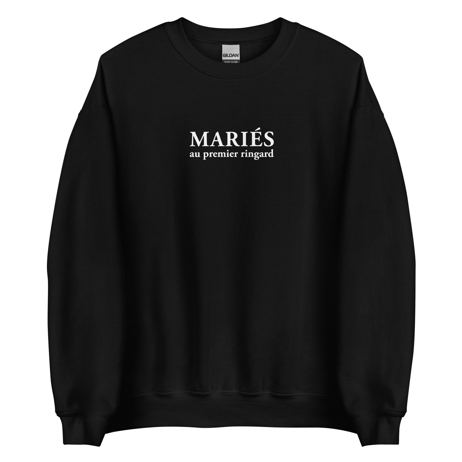 Sweat unisexe col rond Mariés au premier ringard Noir - Sedurro