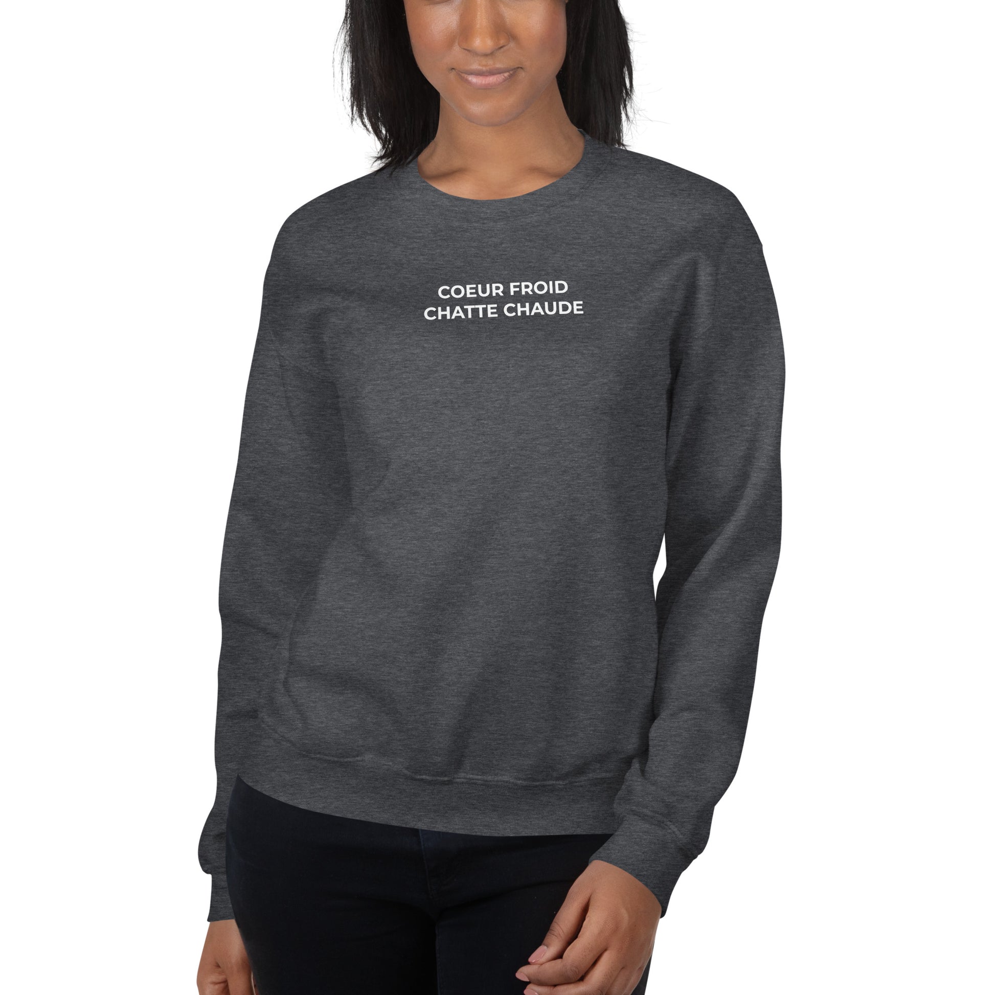 Sweat unisexe col rond Cœur froid chatte chaude - Sedurro
