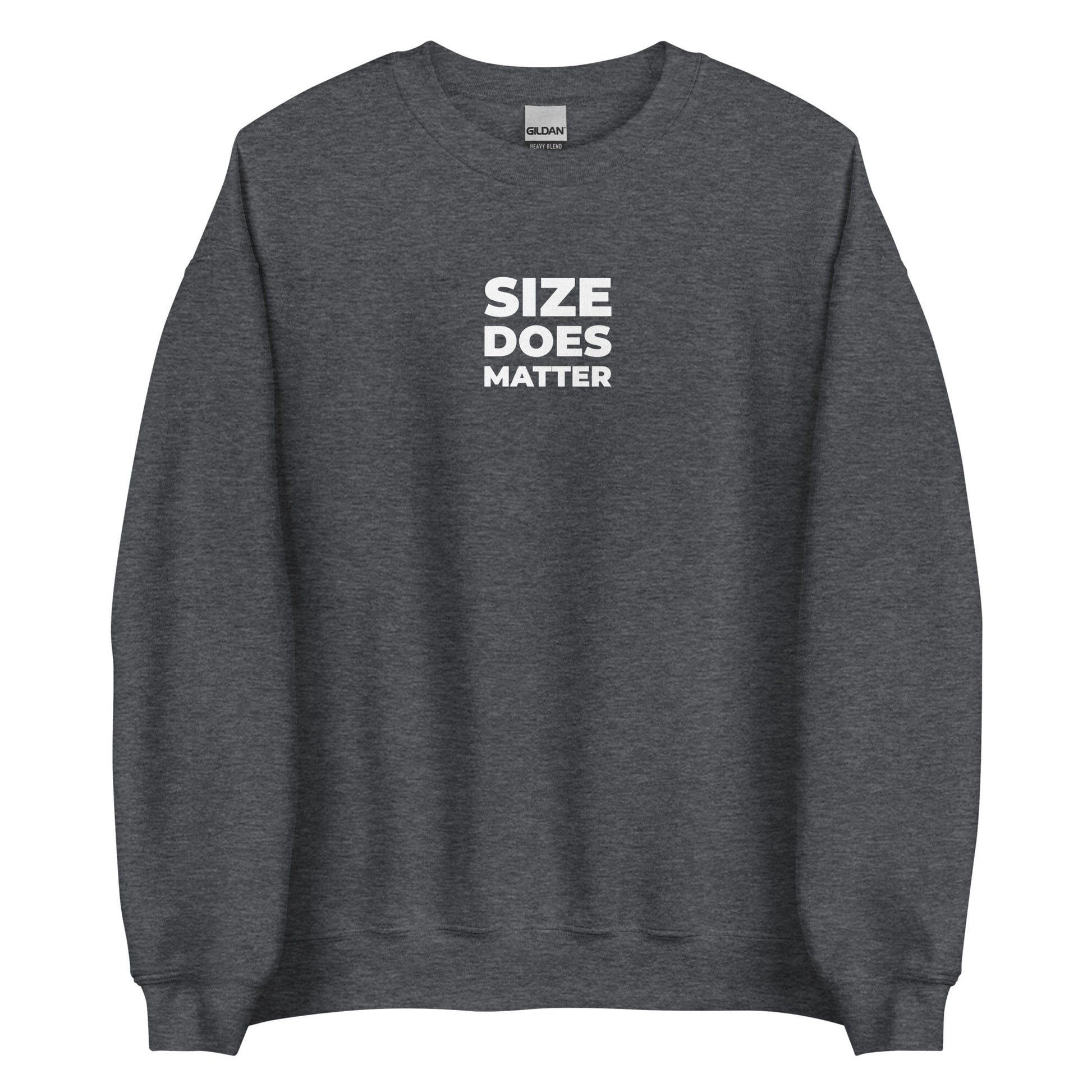 Sweat unisexe col rond Size does matter Gris Foncé Chiné - Sedurro