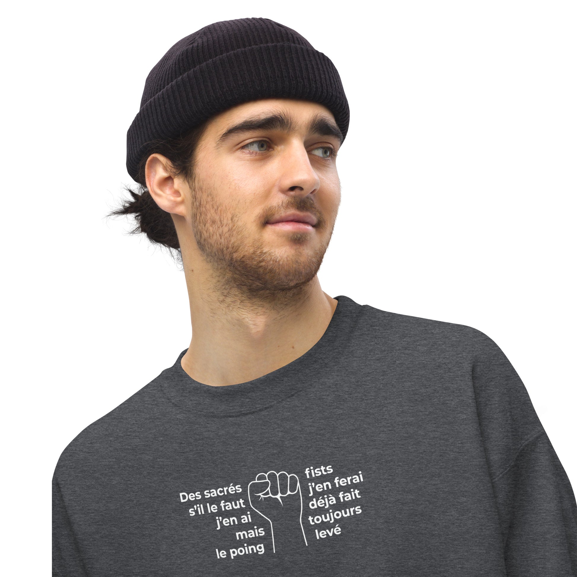 Sweat unisexe col rond Paroles des sacrés fists toujours le poing levé - Sedurro