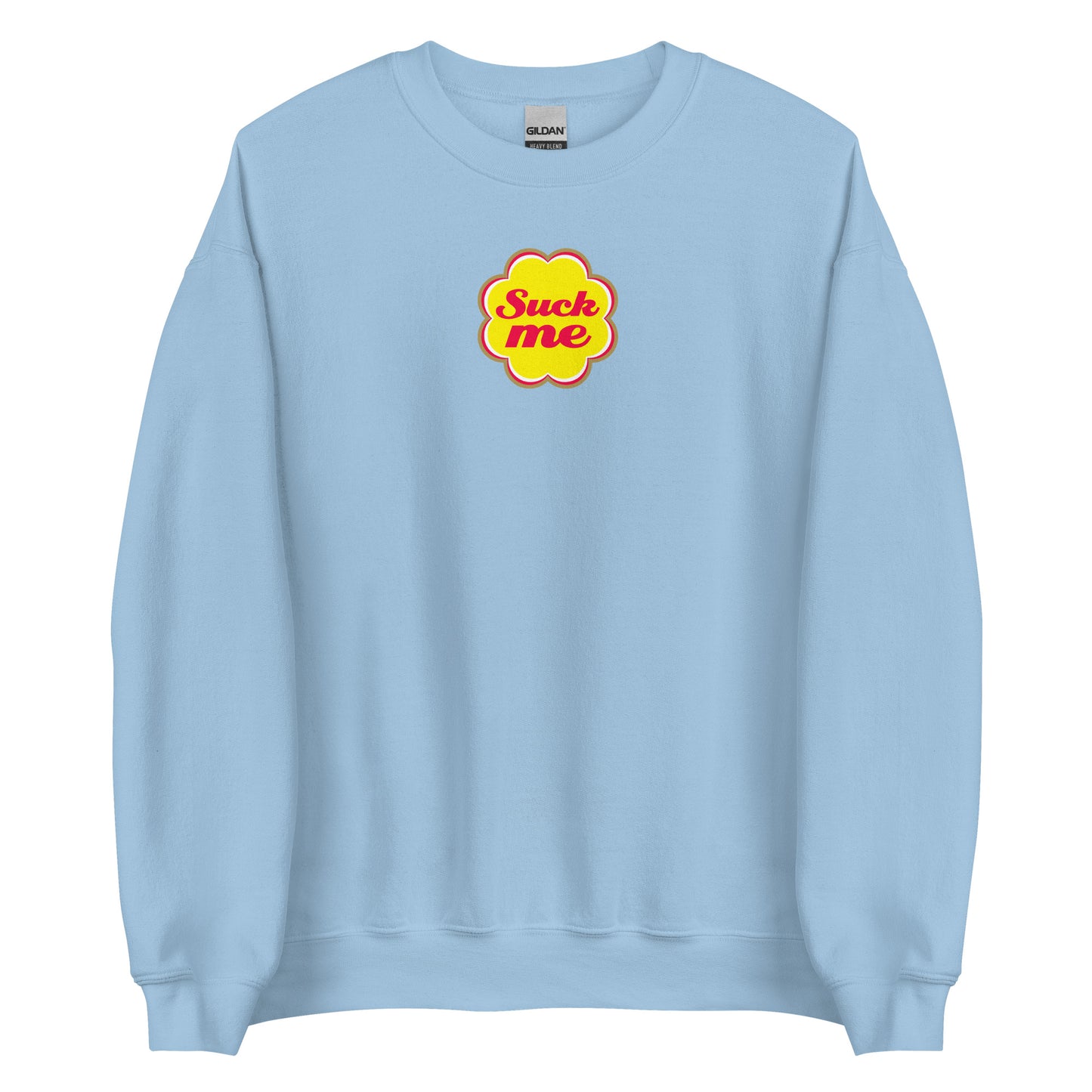 Sweat unisexe col rond Suck me sucette chupa Bleu Clair - Sedurro