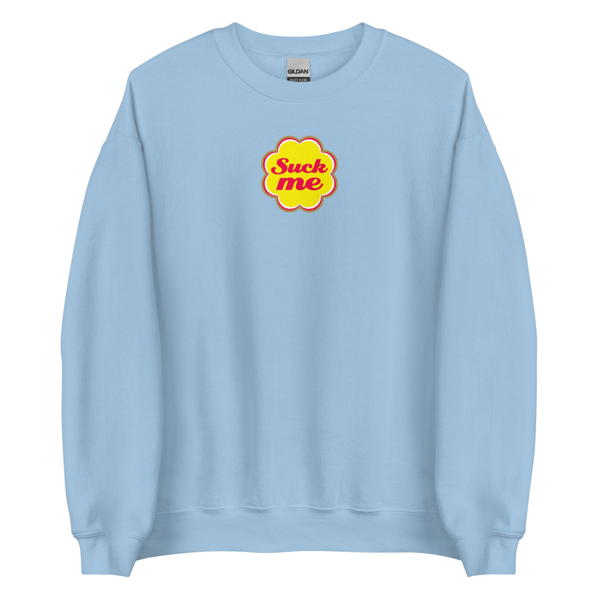 Sweat unisexe col rond Suck me sucette chupa Bleu Clair - Sedurro