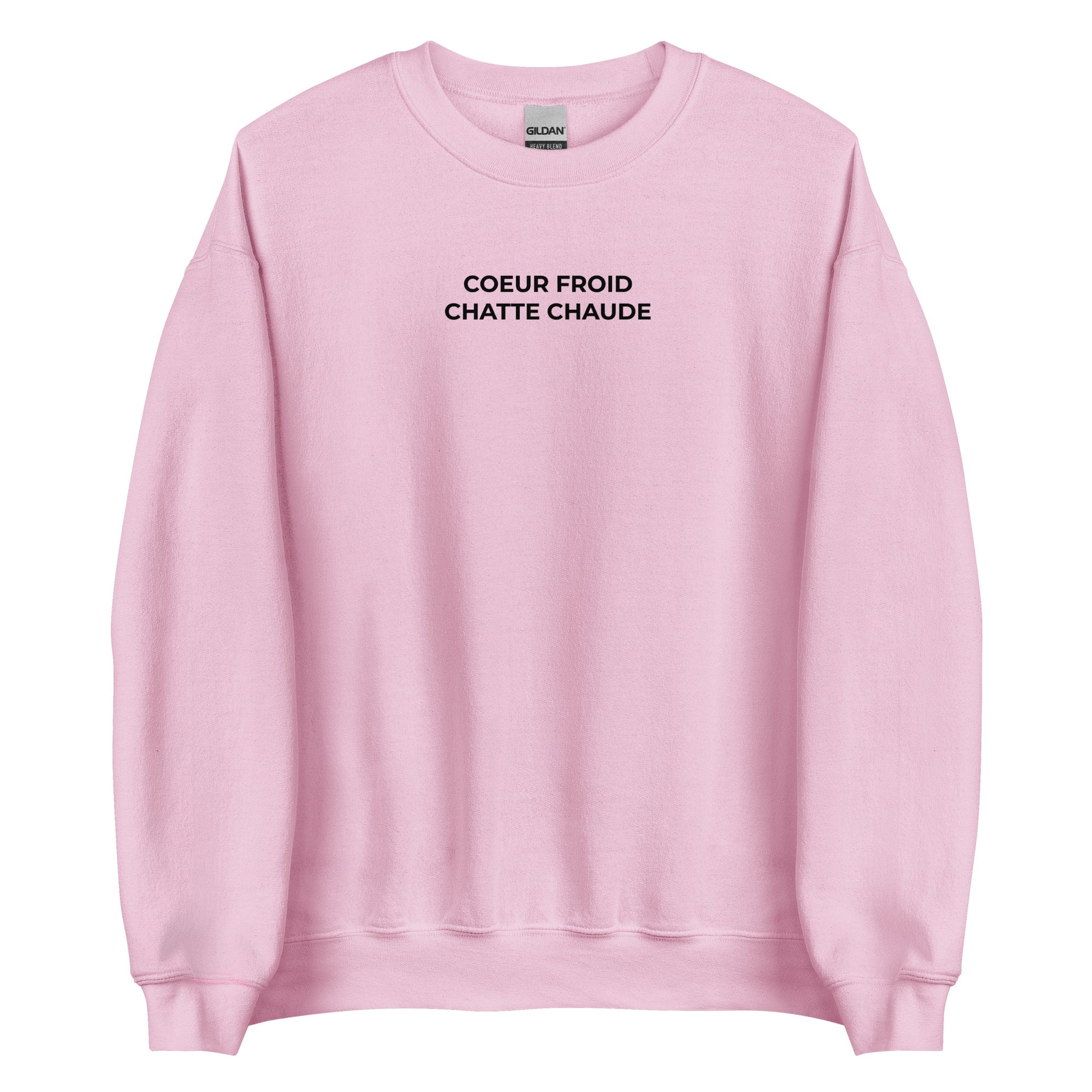 Sweat unisexe col rond Cœur froid chatte chaude Rose Clair - Sedurro