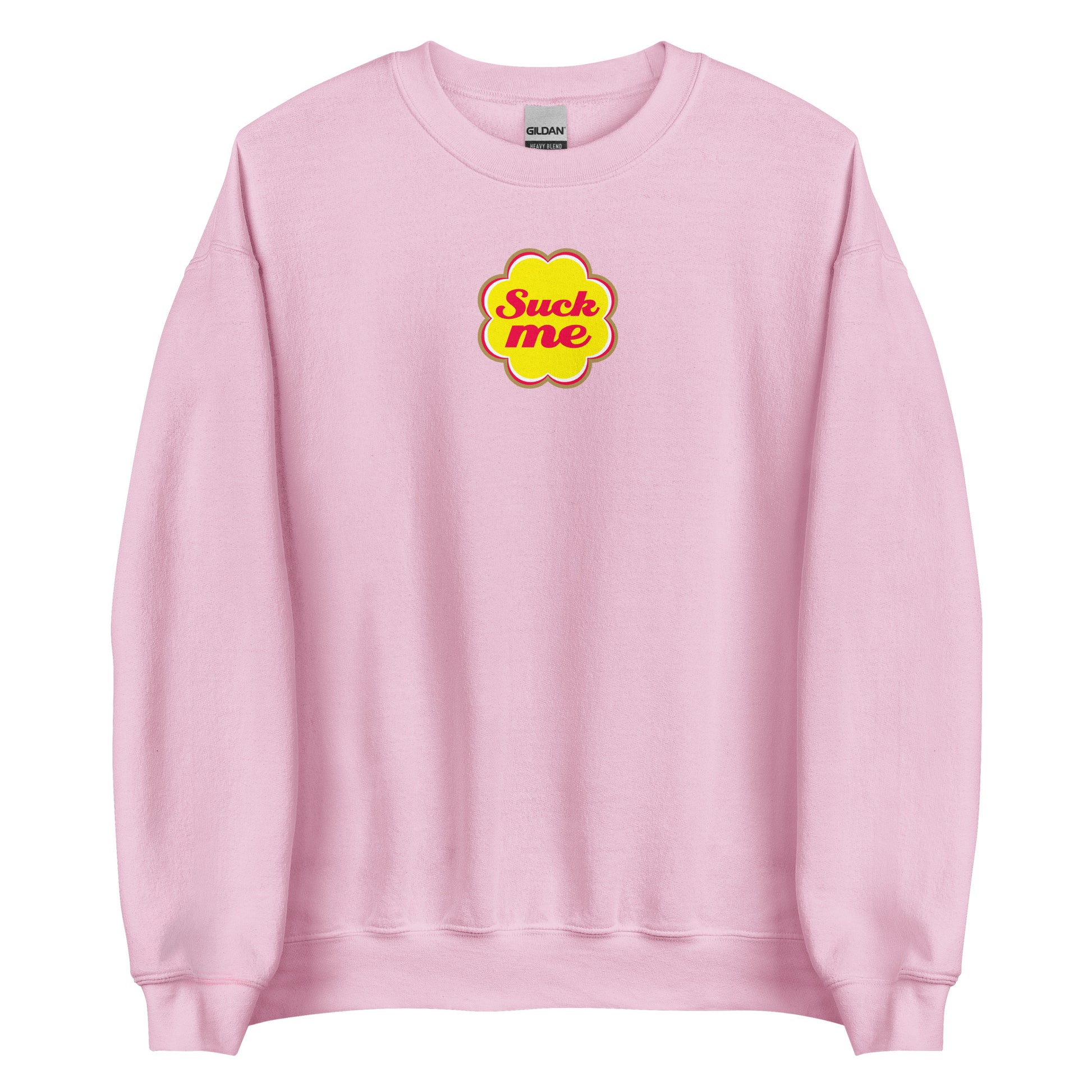 Sweat unisexe col rond Suck me sucette chupa Rose Clair - Sedurro