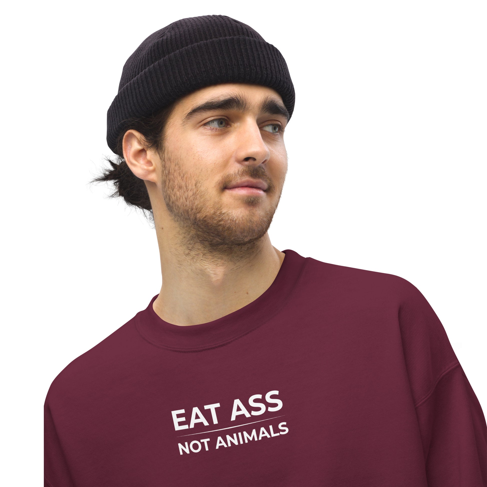 Sweat unisexe col rond Eat ass not animals - Sedurro