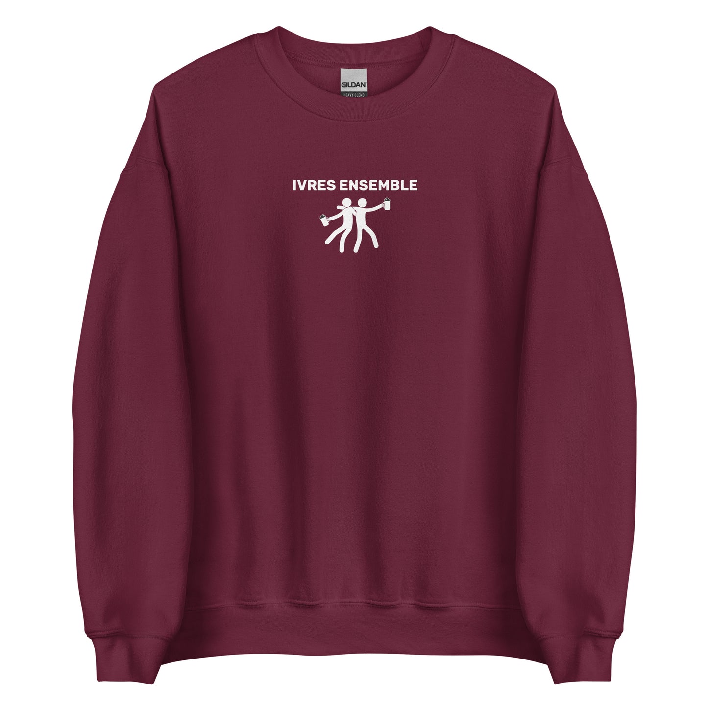 Sweat unisexe col rond Ivres ensemble Bordeaux - Sedurro