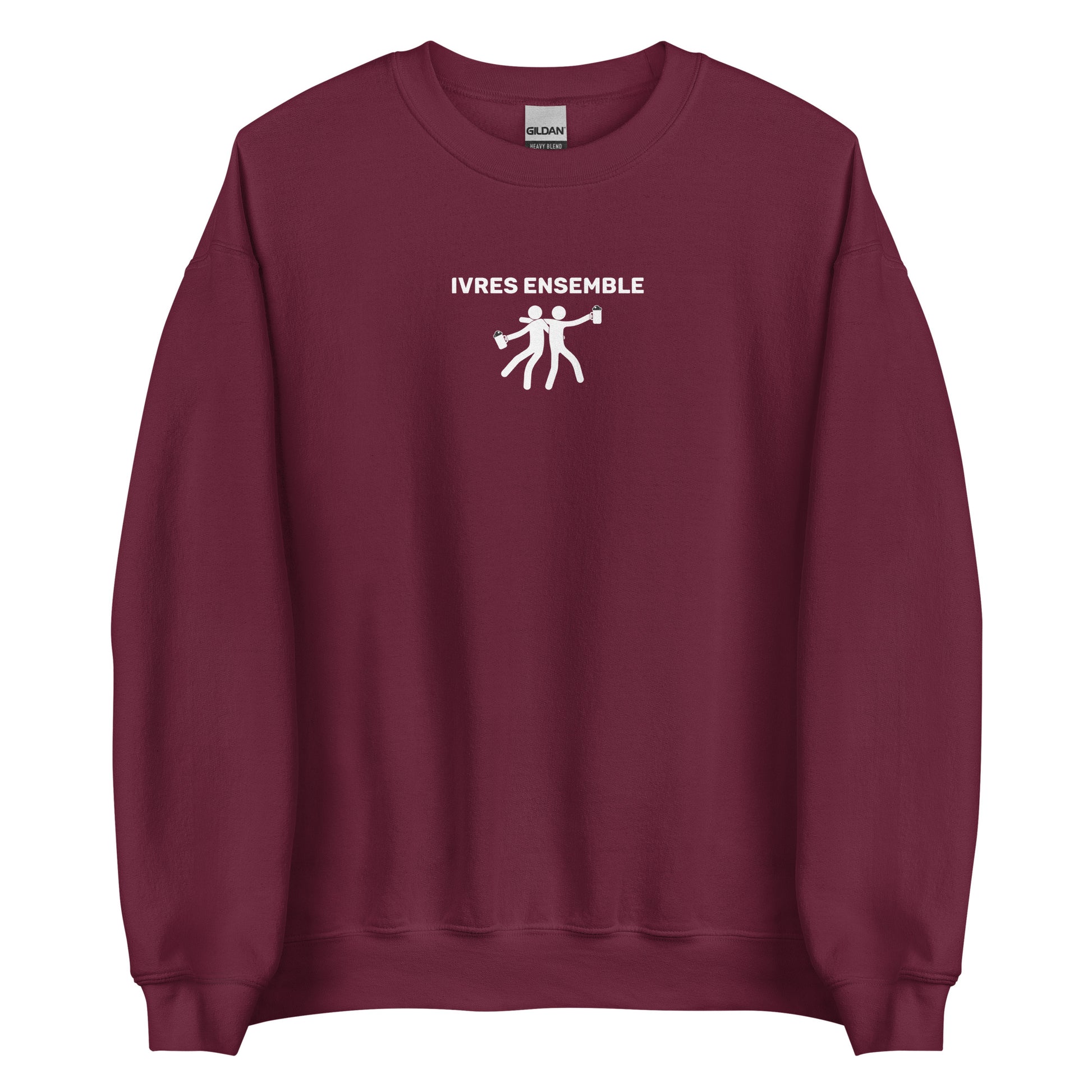 Sweat unisexe col rond Ivres ensemble Bordeaux - Sedurro