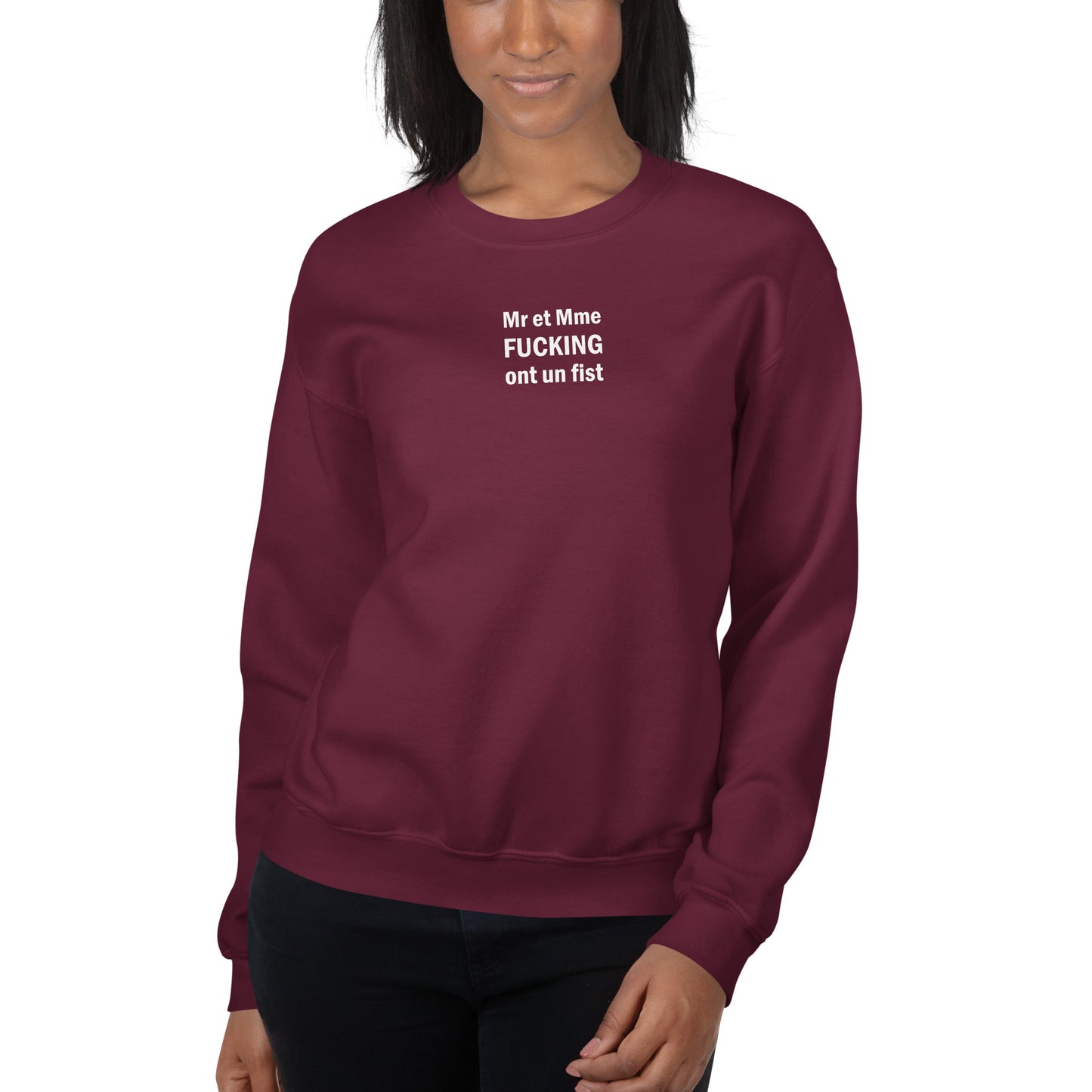 Sweat unisexe col rond Mr et Mme Fucking ont un fist - Sedurro