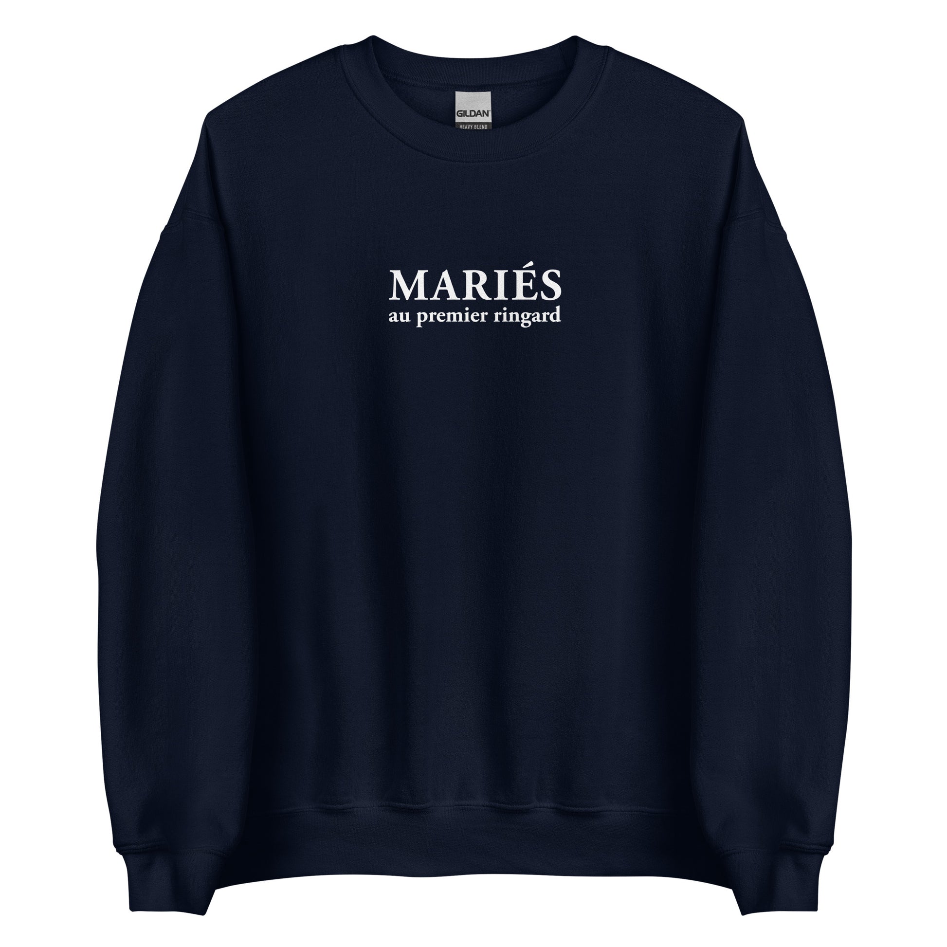 Sweat unisexe col rond Mariés au premier ringard Bleu Marine - Sedurro