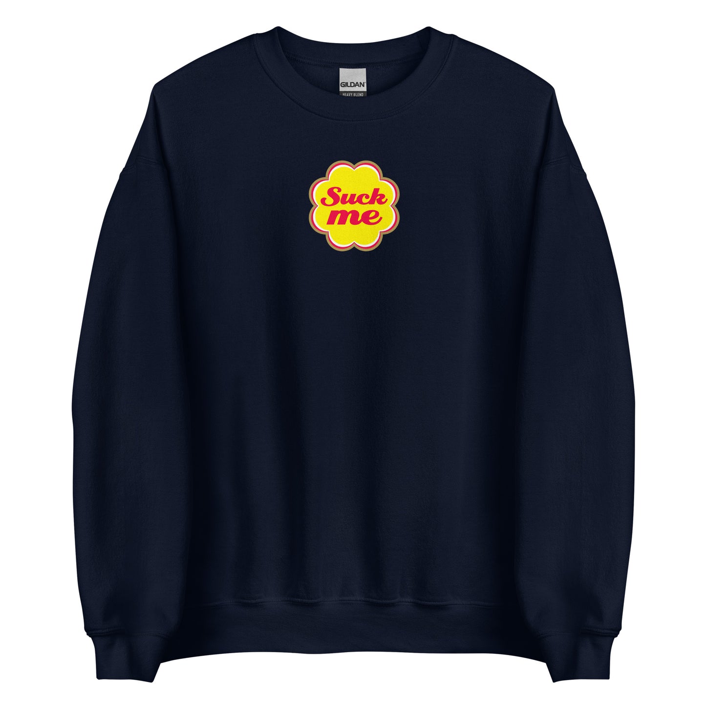 Sweat unisexe col rond Suck me sucette chupa Bleu Marine - Sedurro