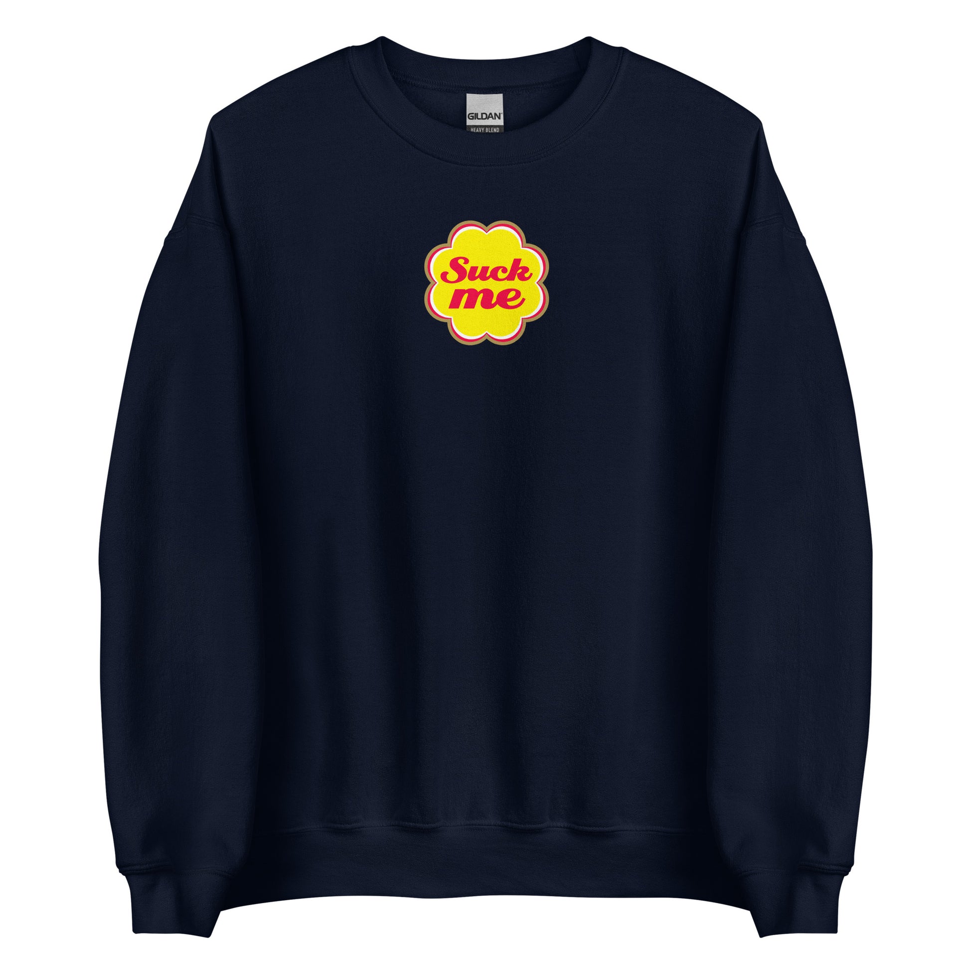 Sweat unisexe col rond Suck me sucette chupa Bleu Marine - Sedurro