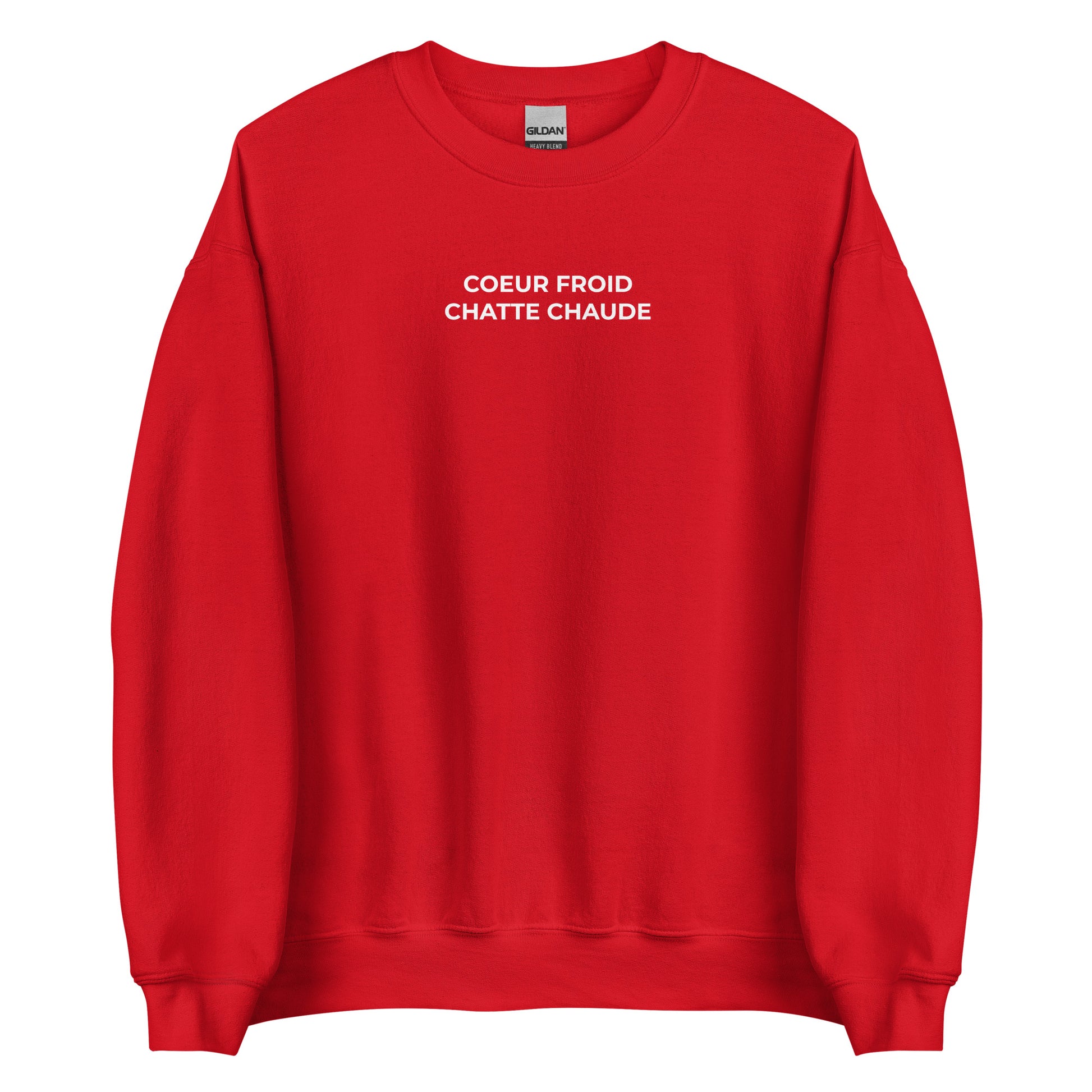 Sweat unisexe col rond Cœur froid chatte chaude Rouge - Sedurro