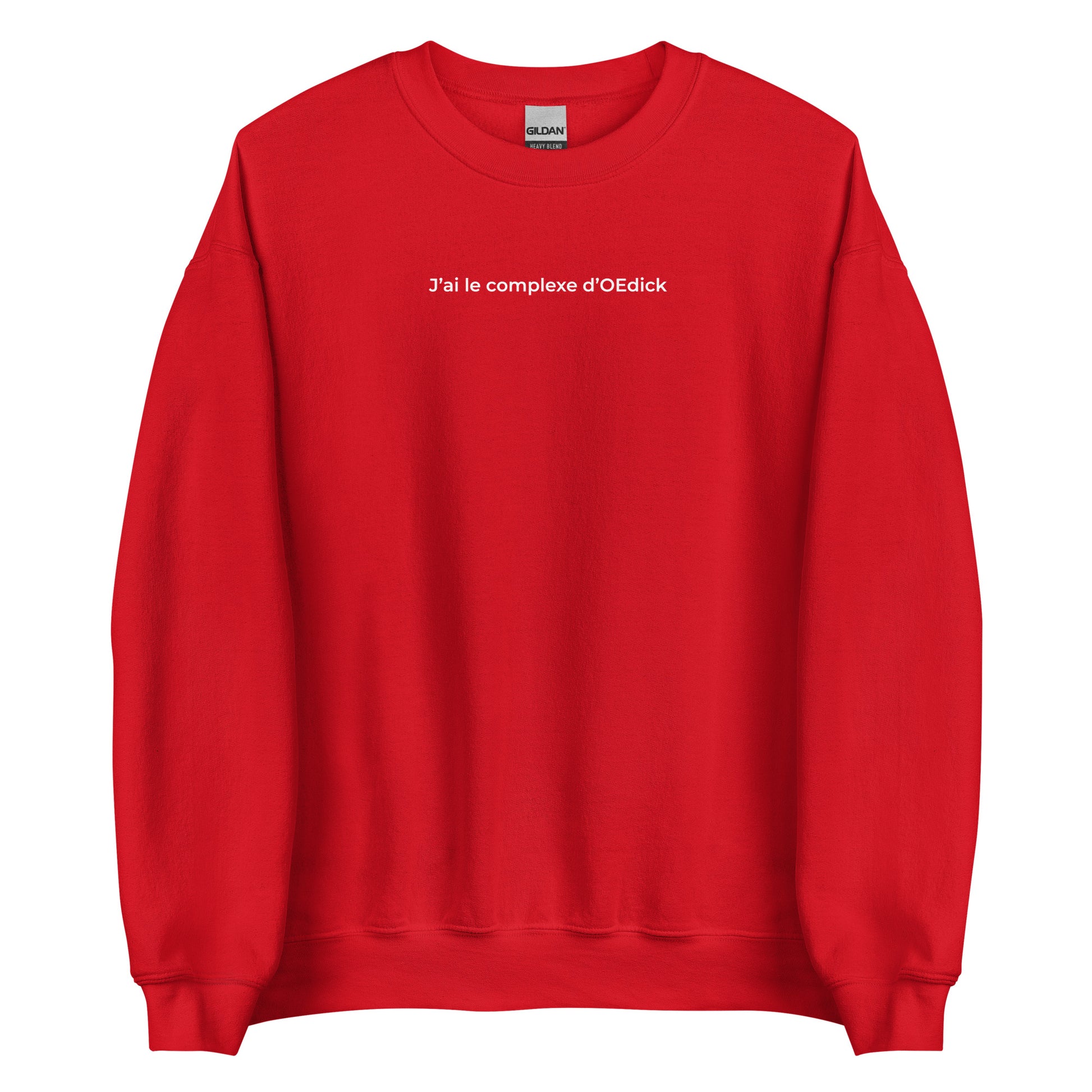 Sweat unisexe col rond J'ai le complexe d'Oedick Rouge - Sedurro