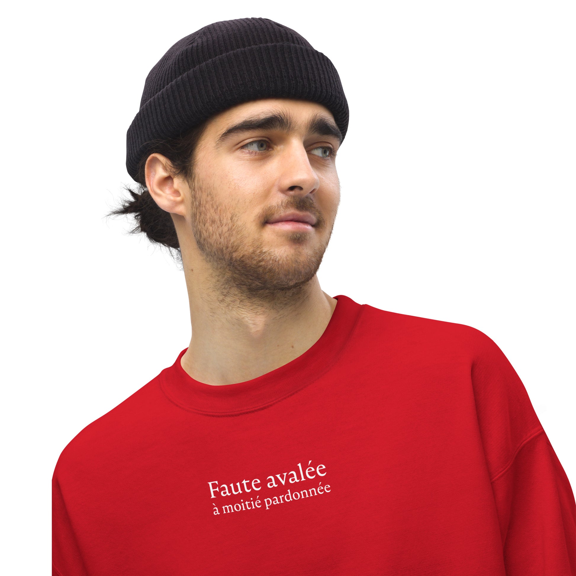 Sweat unisexe col rond Faute avalée à moitié pardonnée - Sedurro