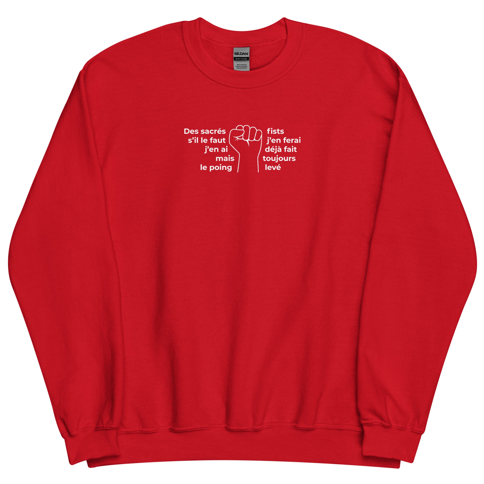 Sweat unisexe col rond Paroles des sacrés fists toujours le poing levé - Sedurro