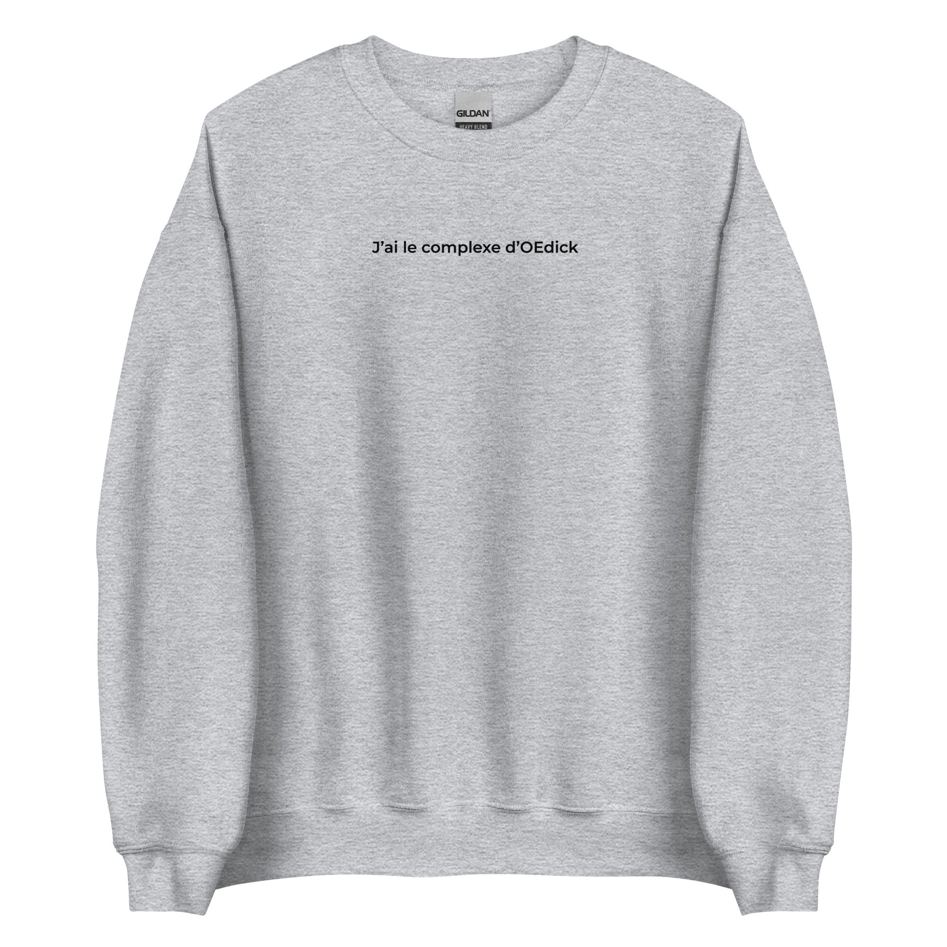 Sweat unisexe col rond J'ai le complexe d'Oedick Gris Sport - Sedurro