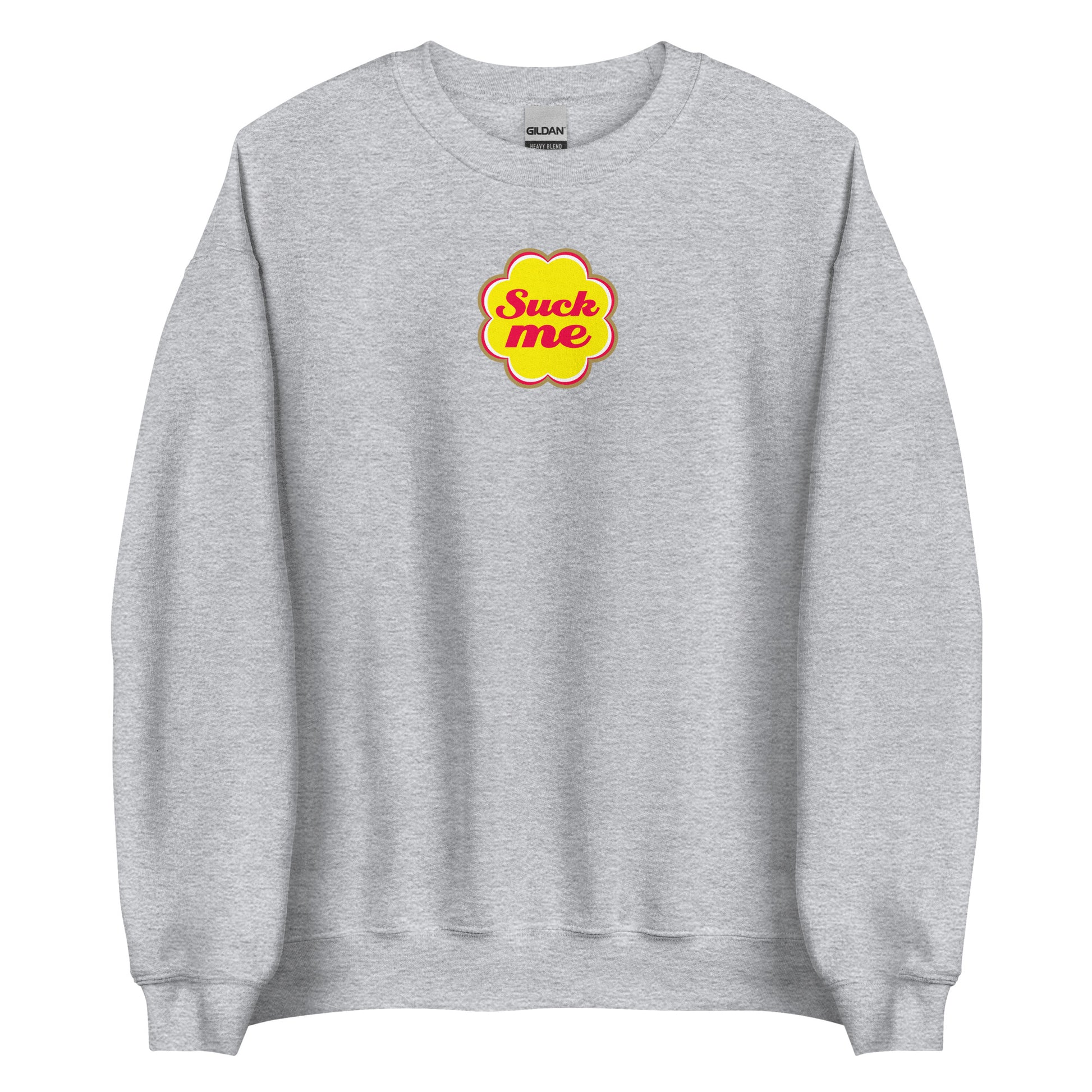 Sweat unisexe col rond Suck me sucette chupa Gris Sport - Sedurro
