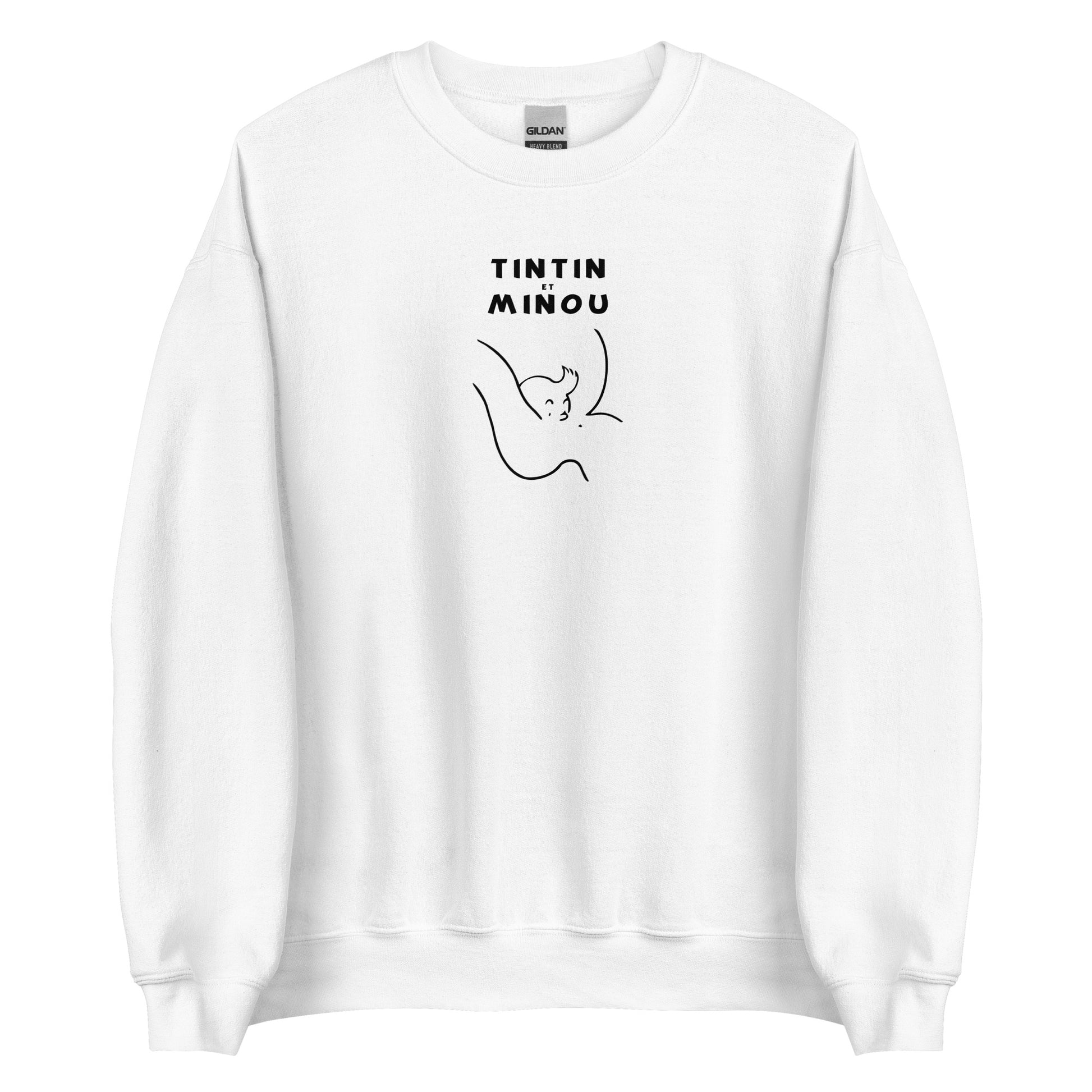 Sweat unisexe col rond Tintin et minou Blanc - Sedurro