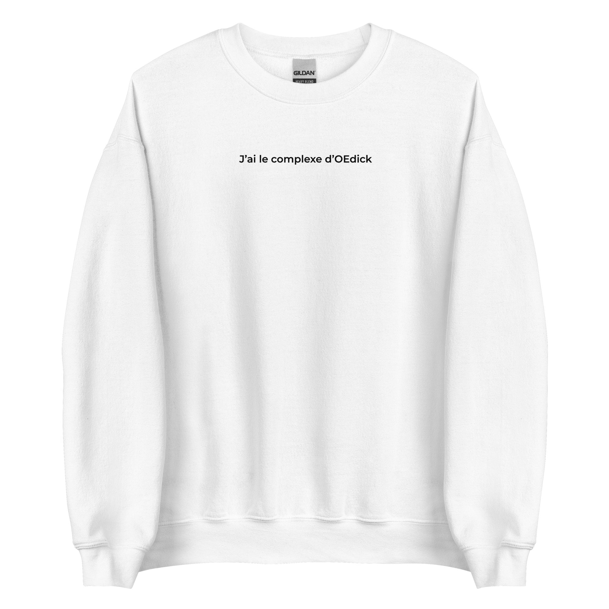 Sweat unisexe col rond J'ai le complexe d'Oedick Blanc - Sedurro