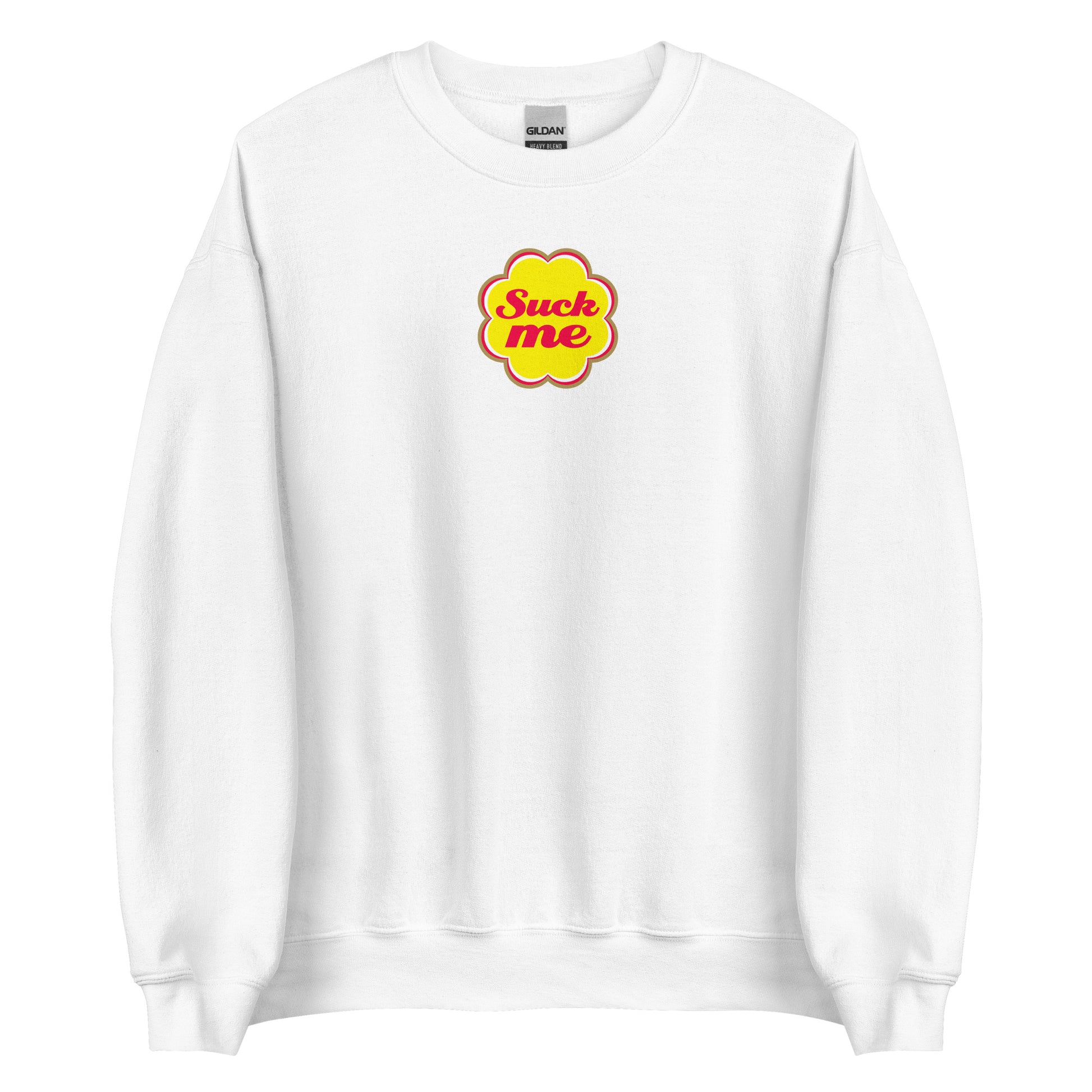 Sweat unisexe col rond Suck me sucette chupa Blanc - Sedurro
