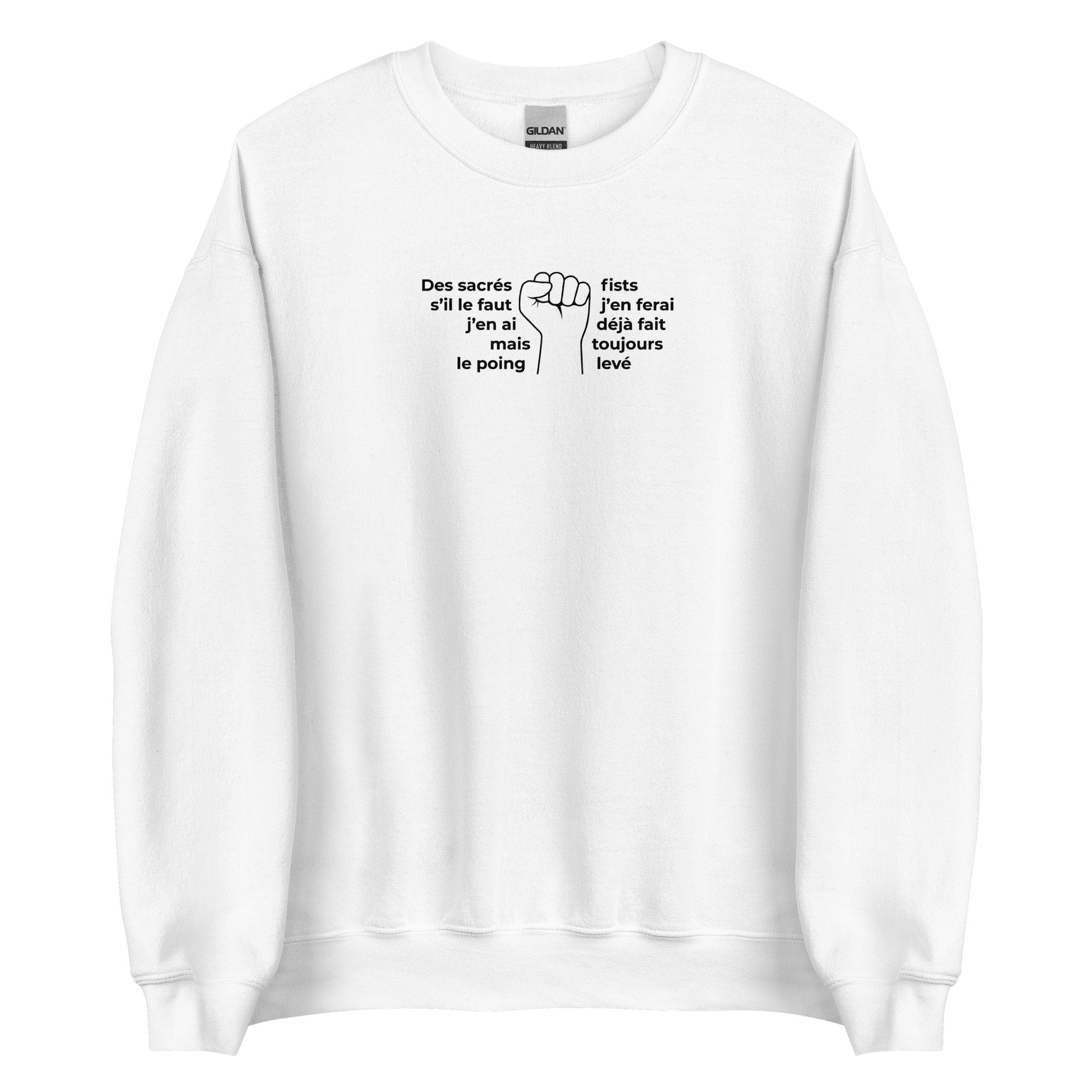 Sweat unisexe col rond Paroles des sacrés fists toujours le poing levé - Sedurro
